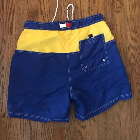 Classic Tommy Hilfiger blue yellow swim trunks board shorts - Picture 5 of 7